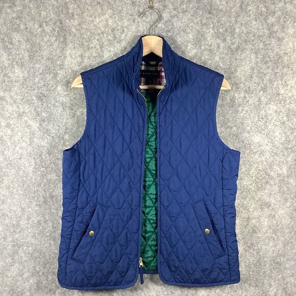 Lands End Puffer Vest Women’s Small Navy Blue Quilted Outdoor Pockets Vents - Picture 3 of 16